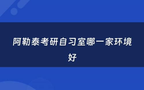 阿勒泰考研自习室哪一家环境好