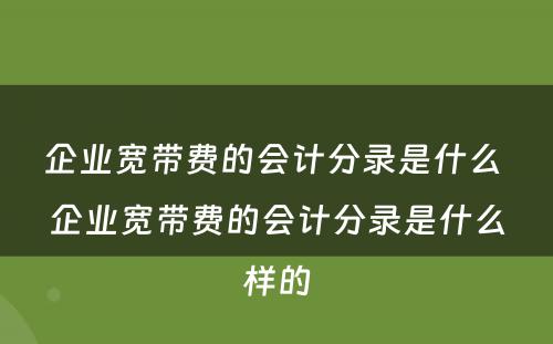 企业宽带费的会计分录是什么 企业宽带费的会计分录是什么样的