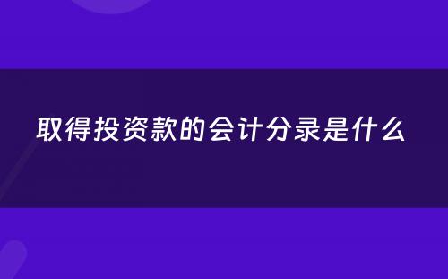 取得投资款的会计分录是什么 