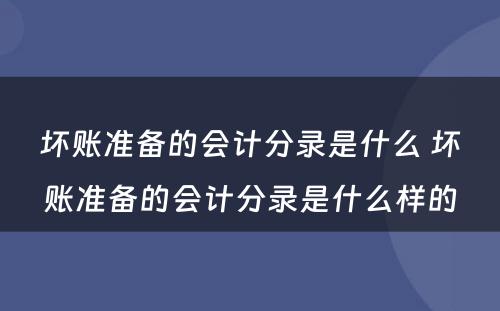 坏账准备的会计分录是什么 坏账准备的会计分录是什么样的