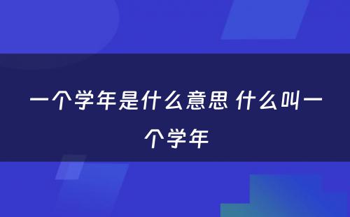 一个学年是什么意思 什么叫一个学年