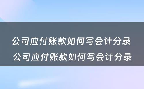 公司应付账款如何写会计分录 公司应付账款如何写会计分录