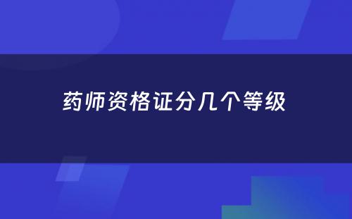 药师资格证分几个等级 