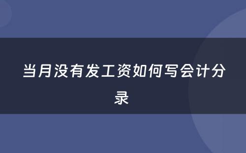 当月没有发工资如何写会计分录 