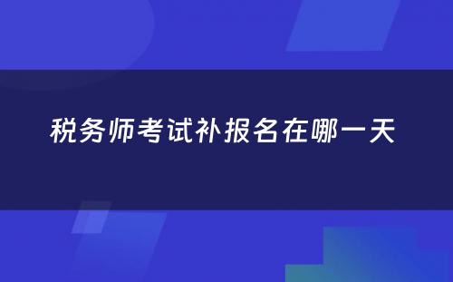 税务师考试补报名在哪一天 