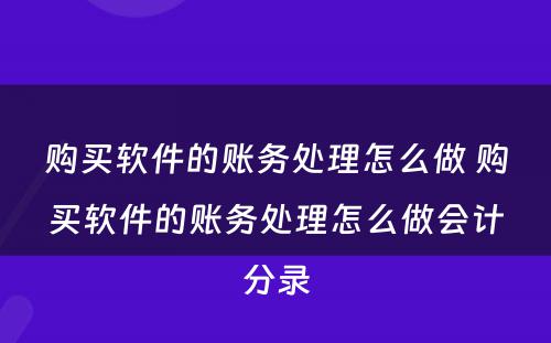 购买软件的账务处理怎么做 购买软件的账务处理怎么做会计分录