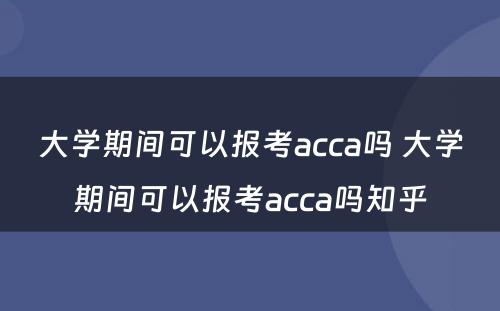 大学期间可以报考acca吗 大学期间可以报考acca吗知乎
