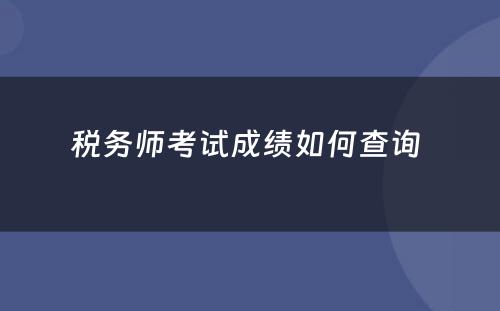 税务师考试成绩如何查询 