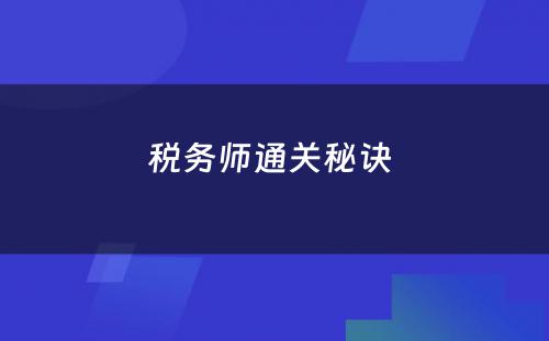税务师通关秘诀 