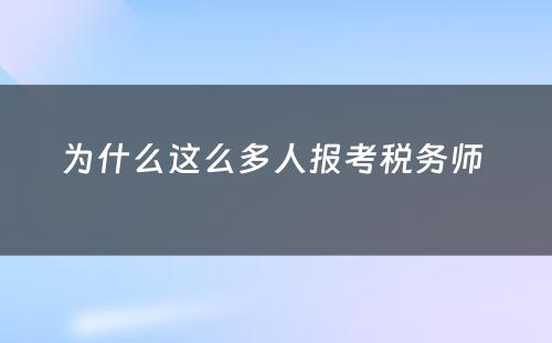 为什么这么多人报考税务师 