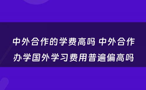 中外合作的学费高吗 中外合作办学国外学习费用普遍偏高吗