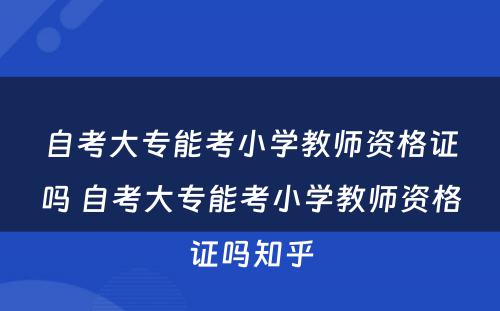 自考大专能考小学教师资格证吗 自考大专能考小学教师资格证吗知乎