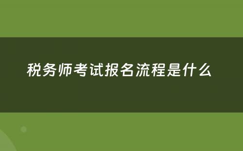 税务师考试报名流程是什么 