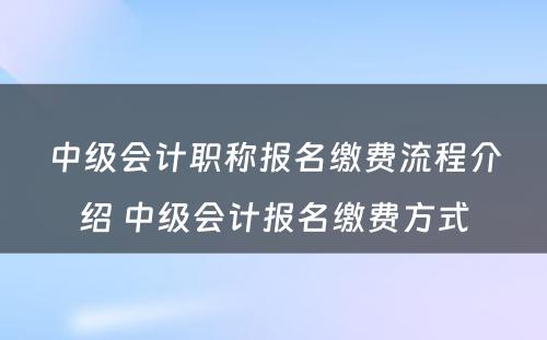 中级会计职称报名缴费流程介绍 中级会计报名缴费方式