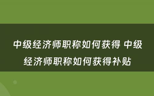 中级经济师职称如何获得 中级经济师职称如何获得补贴