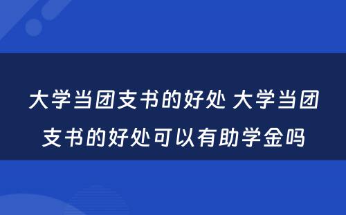 大学当团支书的好处 大学当团支书的好处可以有助学金吗