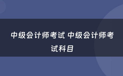 中级会计师考试 中级会计师考试科目