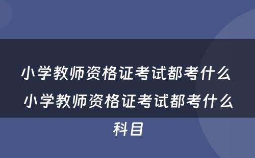 小学教师资格证考试都考什么 小学教师资格证考试都考什么科目