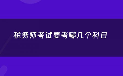 税务师考试要考哪几个科目 