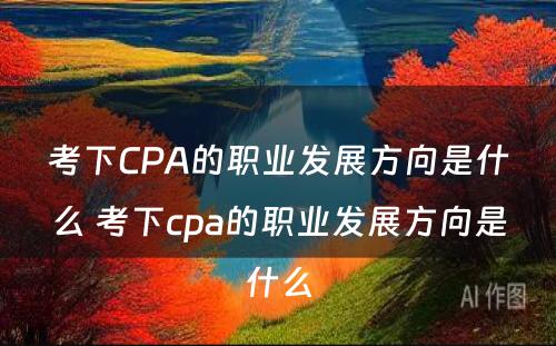 考下CPA的职业发展方向是什么 考下cpa的职业发展方向是什么