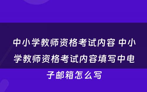 中小学教师资格考试内容 中小学教师资格考试内容填写中电子邮箱怎么写