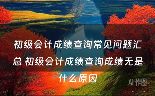 初级会计成绩查询常见问题汇总 初级会计成绩查询成绩无是什么原因