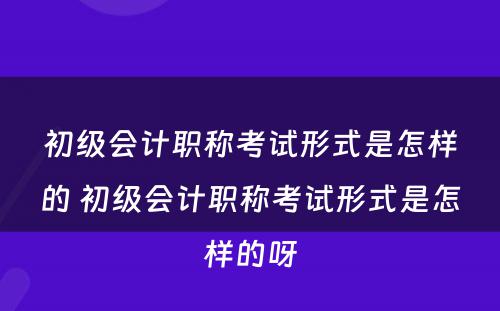 初级会计职称考试形式是怎样的 初级会计职称考试形式是怎样的呀