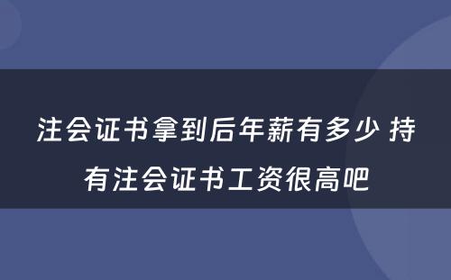 注会证书拿到后年薪有多少 持有注会证书工资很高吧