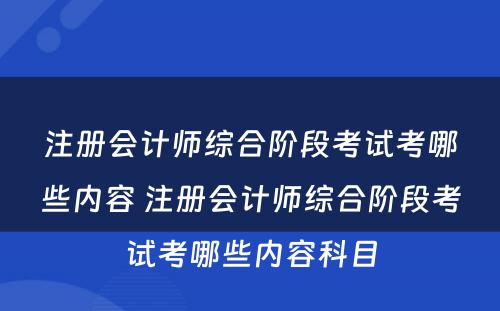 注册会计师综合阶段考试考哪些内容 注册会计师综合阶段考试考哪些内容科目