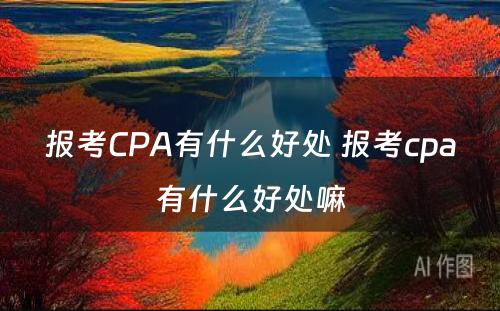 报考CPA有什么好处 报考cpa有什么好处嘛