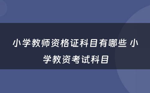 小学教师资格证科目有哪些 小学教资考试科目