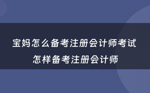 宝妈怎么备考注册会计师考试 怎样备考注册会计师