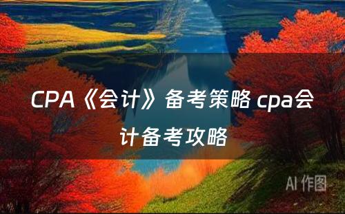 CPA《会计》备考策略 cpa会计备考攻略