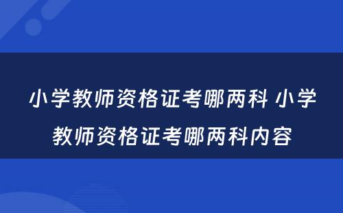 小学教师资格证考哪两科 小学教师资格证考哪两科内容