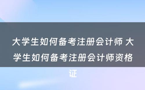 大学生如何备考注册会计师 大学生如何备考注册会计师资格证