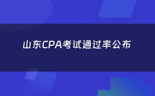 山东CPA考试通过率公布 