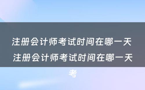 注册会计师考试时间在哪一天 注册会计师考试时间在哪一天考