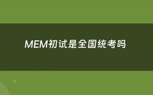 MEM初试是全国统考吗 