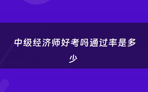 中级经济师好考吗通过率是多少 