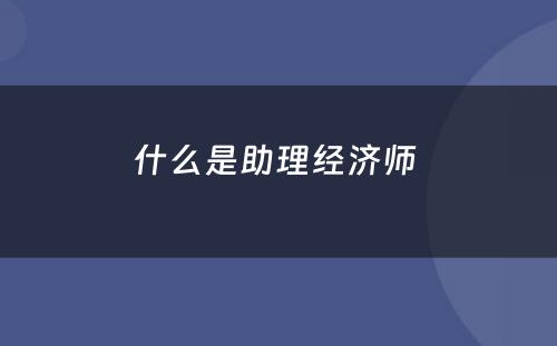 什么是助理经济师 