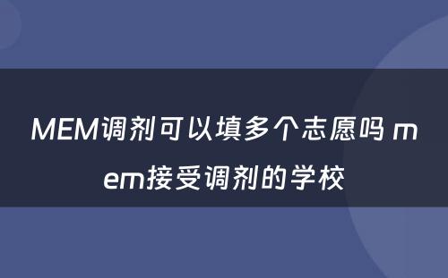 MEM调剂可以填多个志愿吗 mem接受调剂的学校