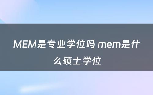 MEM是专业学位吗 mem是什么硕士学位