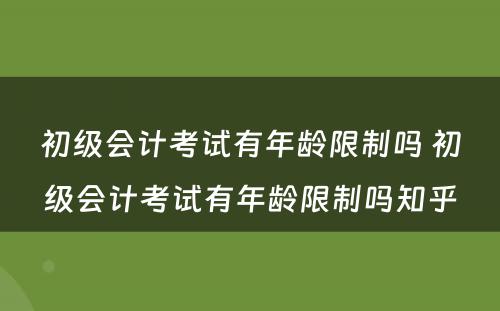 初级会计考试有年龄限制吗 初级会计考试有年龄限制吗知乎