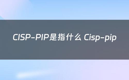 CISP-PIP是指什么 Cisp-pip