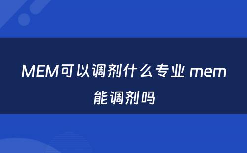 MEM可以调剂什么专业 mem能调剂吗