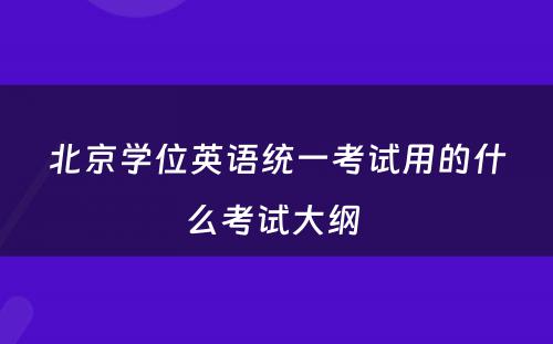 北京学位英语统一考试用的什么考试大纲 