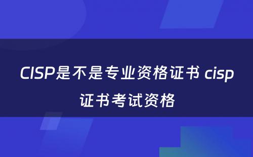 CISP是不是专业资格证书 cisp证书考试资格