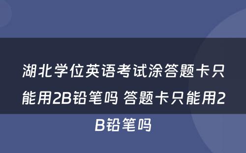 湖北学位英语考试涂答题卡只能用2B铅笔吗 答题卡只能用2B铅笔吗