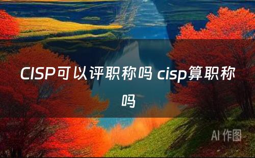 CISP可以评职称吗 cisp算职称吗