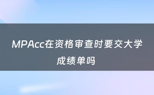 MPAcc在资格审查时要交大学成绩单吗 